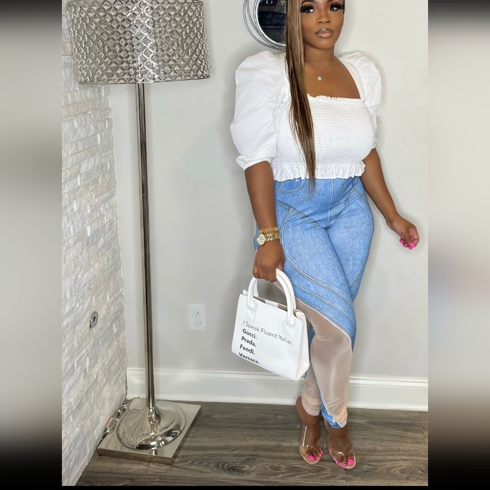 "Denim" mesh leggings - Picture 2 of 5